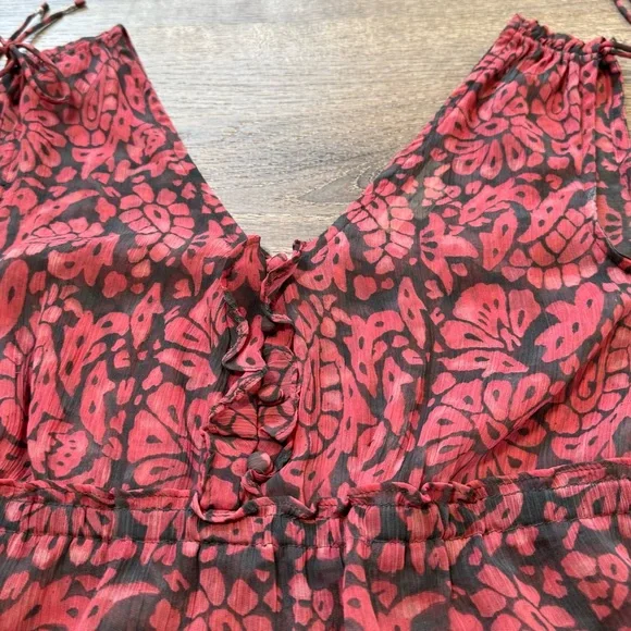 AMerican Eagle Outfitters Womens Sz 4 Boho Sheer Tiered Dress Ruffle - Picture 4 of 8